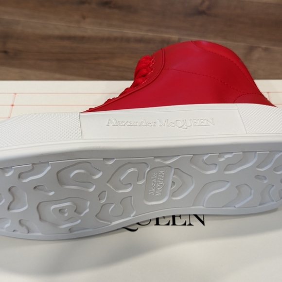 Mens Alexander McQueen Plimsol Canvas Sneakers Red/White - Picture 6 of 6
